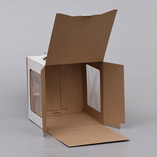 Цена за 5 шт. Кондитерская упаковка Квадрат, 2 окна, белая, 26 х 26 х 28 см - UPAK LAND фото 8