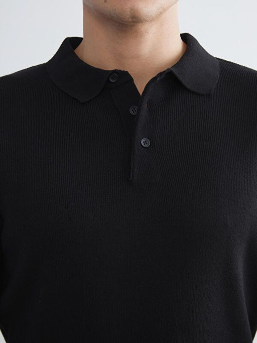 Polo Yaka Uzun Kollu Erkek Triko Kazak