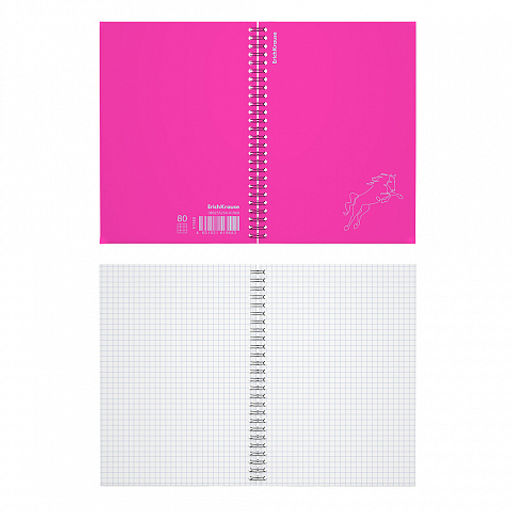 Цена за 4 шт. Тетрадь общая с пластиковой обложкой на спирали ErichKrause Silhouette, розовый, A5, 80 листов, клетка  фото 2
