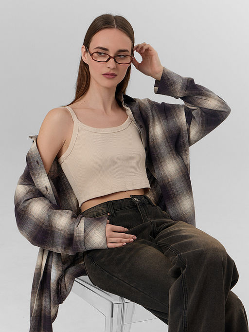 Топ женский бежевый в рубчик - Mark formelle фото 6