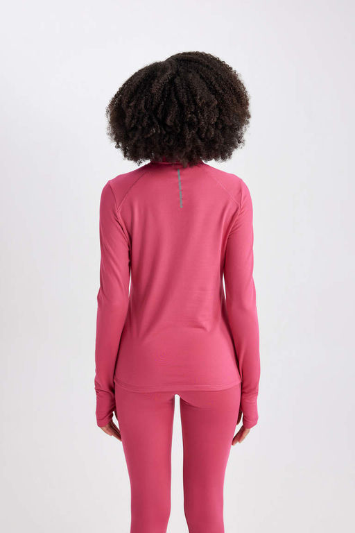 DeFactoFit Футболка с длинным рукавом и воротником стандартной посадки с принтом  фото 6