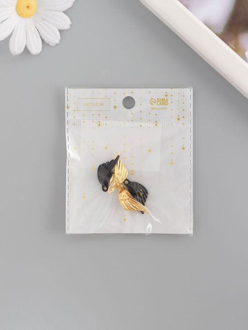 Цена за 2 шт. Замок магнитный металл «Крылья», набор 2 шт., чёрно-золотой, 2.6×1.9 см