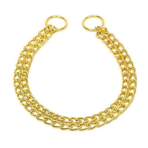 Ошейник - удавка металлический двухрядный, 45 см, толщина проволоки 2 мм, золотистый - Пижон фото 2