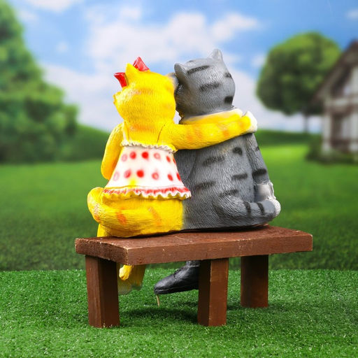 Садовая фигура из полистоуна «Коты на лавке», 40×18×40 см