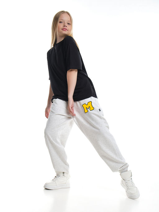 Брюки спортивные с эмблемой 22-7611 светло-серый меланж - Mini maxi фото 7