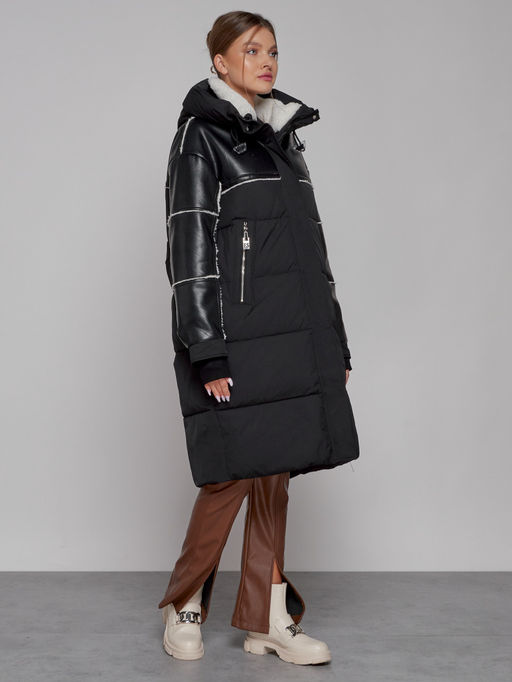 Пальто утепленное молодежное зимнее женское черного цвета 51131Ch - MaxRita фото 4