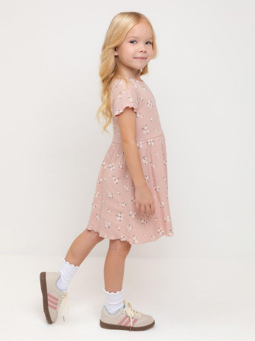 КР 5793/дымчатая роза,ромашковое поле платье для дев