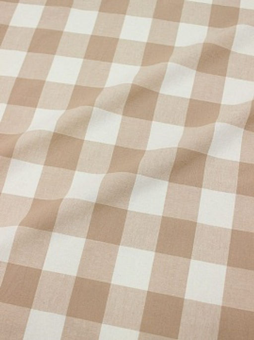 Вареный (стираный) хлопок Клетка (3.0*3.5см) цв.бежевый/молочный, ш.2.5м, хл-100%, 115гр/м.кв