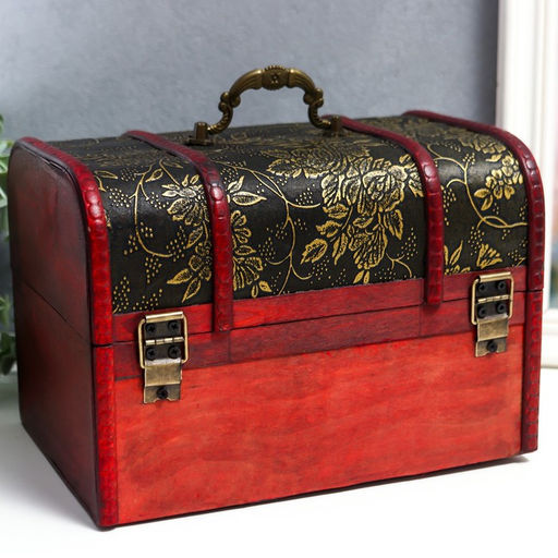 Шкатулка для украшений «Сундучок. Цветы и бамбук», дерево, состаренная, 15×22×15.5 см, МИКС