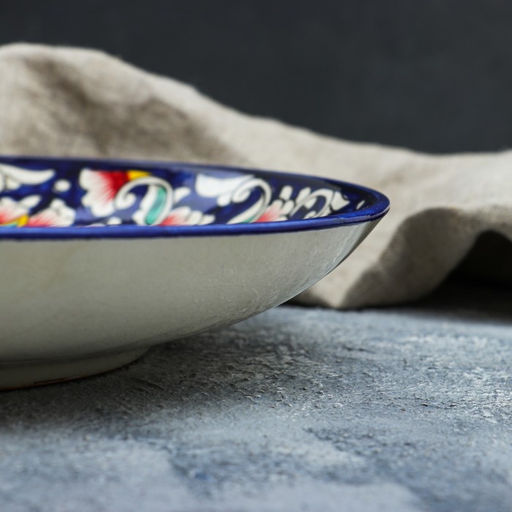 Ляган узбекский Риштанская Керамика «Жар-птица», d=32 см, синий