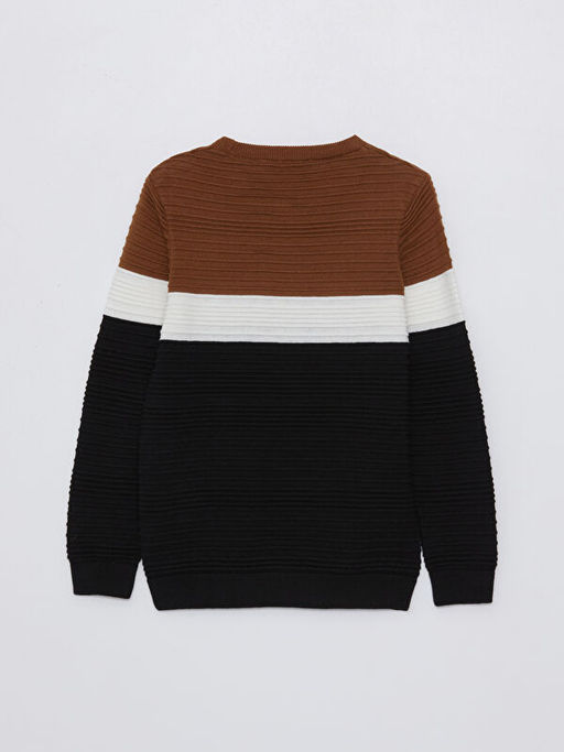 Bisiklet Yaka Renk Bloklu Uzun Kollu Erkek ?ocuk Triko Kazak - Waikiki фото 2