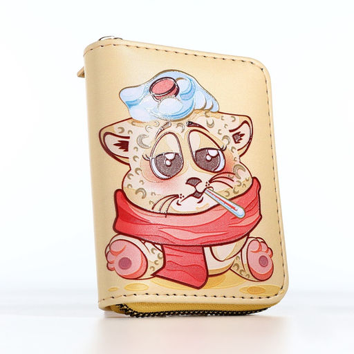 Кошелёк на молнии «Кот», маленький, детский, жёлтый