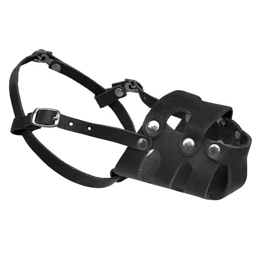 Намордник кожаный "Сид" цельнокроеный, черный, обхват 31-34см 4004012 25ка23