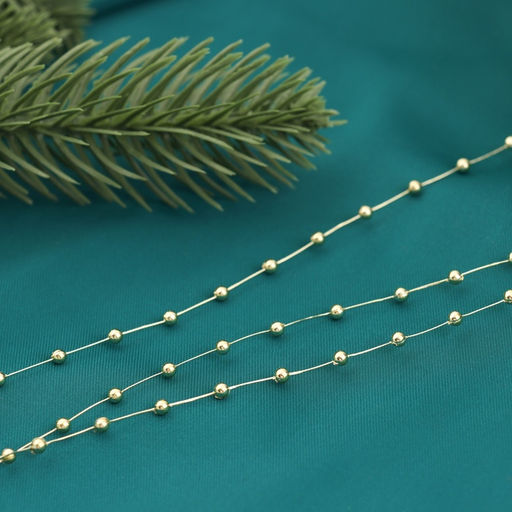 Цена за 4 шт. Бусы на ёлку Бусины - мини нити, 2 м, d=2 мм, золотистый - Зимнее волшебство фото 2