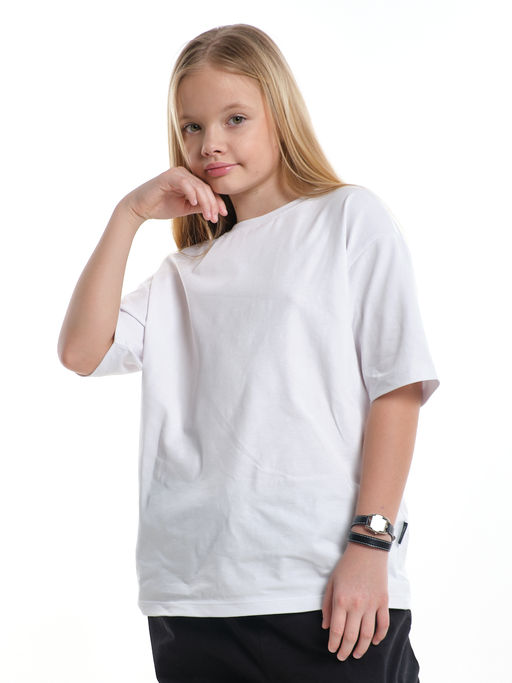 Футболка однотонная белая база для школы 22-6005 белый - Mini maxi фото 2