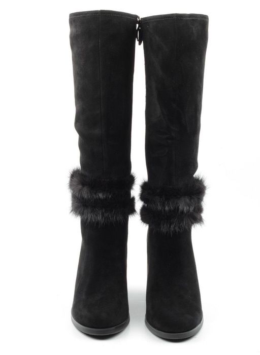 02-1686-1461MB-1 BLACK Сапоги женские (натуральная замша, натуральный мех (еврозима)) - Фабричный китай фото 8
