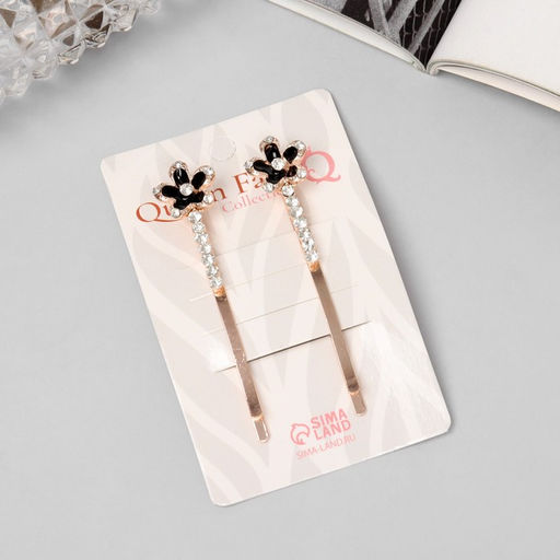 Цена за 2 шт. Невидимки для волос «Фрея», набор 2 шт., цветок, 6 см, розовое золото