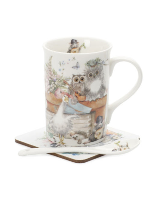 Кружка ANIMAL FAIR 330мл с ложечкой и подставкой - SIJ фото 6