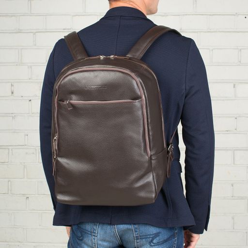 Кожаный мужской рюкзак для ноутбука Faber Grey/Black - Lakestone фото 21