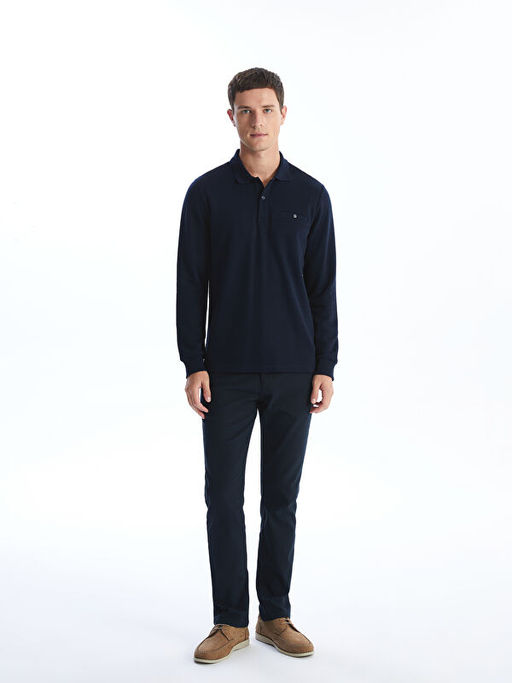 Polo Yaka Uzun Kollu Erkek Sweatshirt