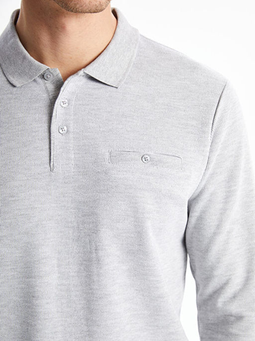 Polo Yaka Uzun Kollu Erkek Sweatshirt