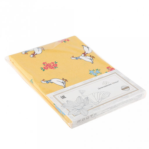 Скатерть 240х145см "Гуси", длина стола до 200см, на 10-12 персон, рогожка 186г/м2, хлопок 100%, упаковка классическая 28х41см, "Домашняя мода" (Россия)