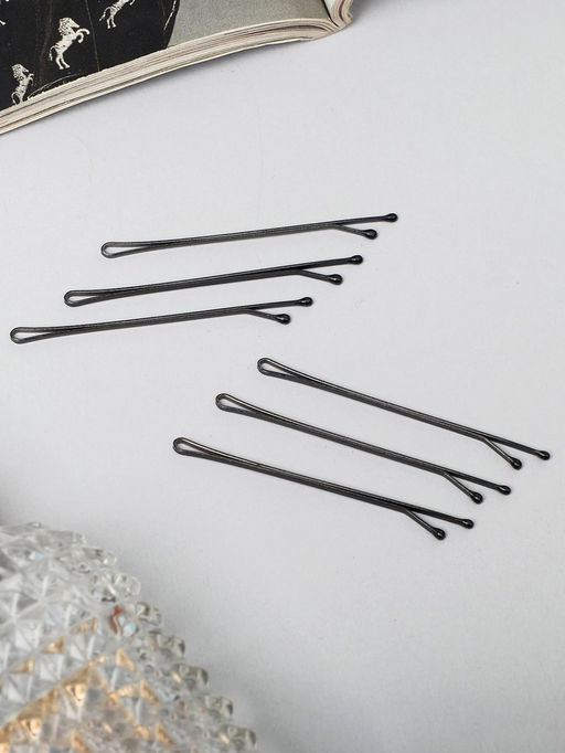 Цена за 3 шт. Невидимки для волос «Гладкие», набор 36 шт., 6 см, чёрные