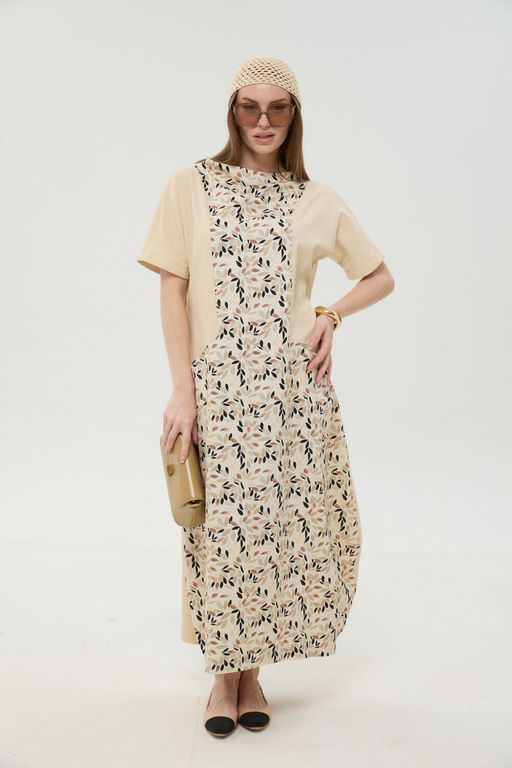 Платье NIKVA н1052-1 песок и песочный мультиколор  фото 7