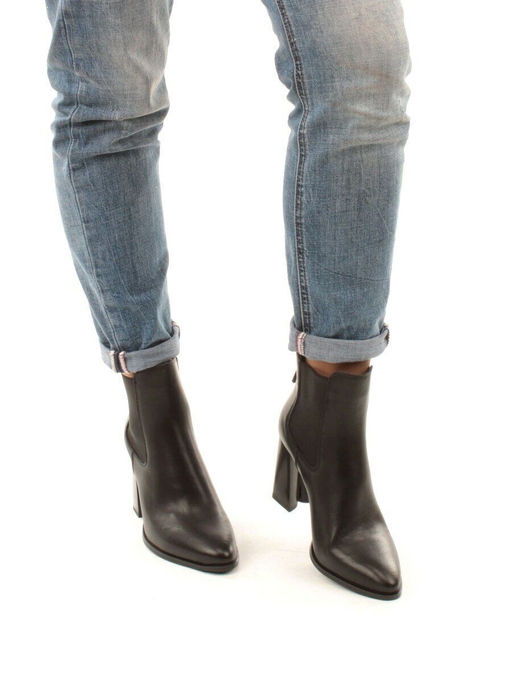 01-PCT168-1 BLACK Ботинки Челси демисезонные женские (натуральная кожа, байка) - Фабричный китай фото 3