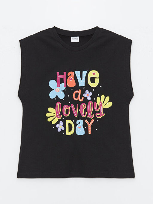 Bisiklet Yaka Bask?l? K?sa Kollu K?z ?ocuk ?ortlu Pijama Tak?m? - Waikiki фото 2