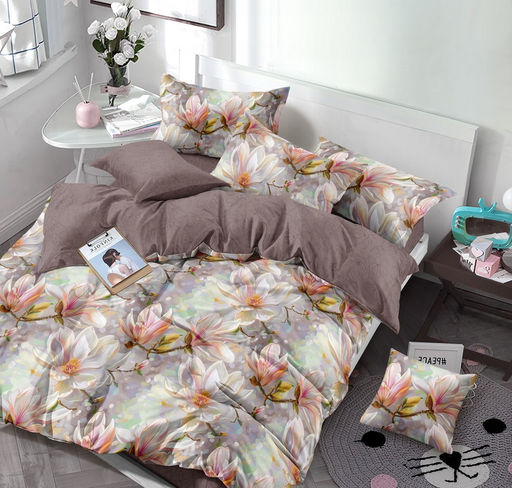 Постельное белье поплин люкс - Нежные цветы 2 сп. с Евро простыней (нав.70х70)