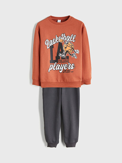 Bisiklet Yaka Erkek ?ocuk Sweatshirt ve E?ofman Alt? 2li