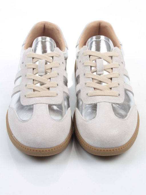 03-270-6C GREY/SILVER Кеды женские (натуральная кожа) - Фабричный китай фото 9