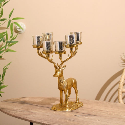 Подсвечник на 6 свечей «Олень», 23×28×41 см, алюминий