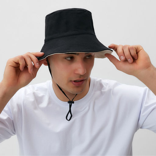 Панама двусторонняя унисекс MINAKU, цвет чёрный, бежевый, размер 56