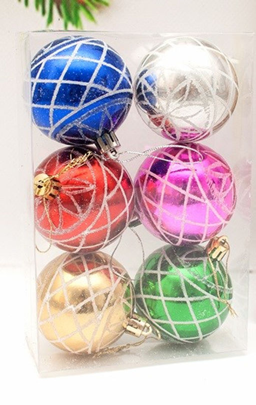 Набор шаров D=6см, 6шт. (XY23-26) ассорти, в пвх упаковке