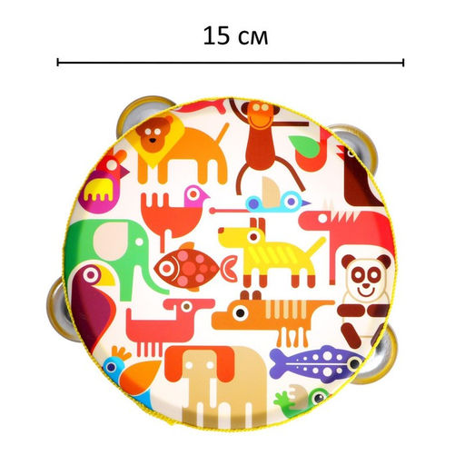 Цена за 5 шт. Бубен «Весёлые животные»