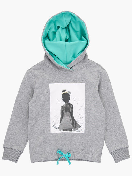 Толстовка с капюшоном UD 7367 серый/бирюза - Mini maxi фото 5