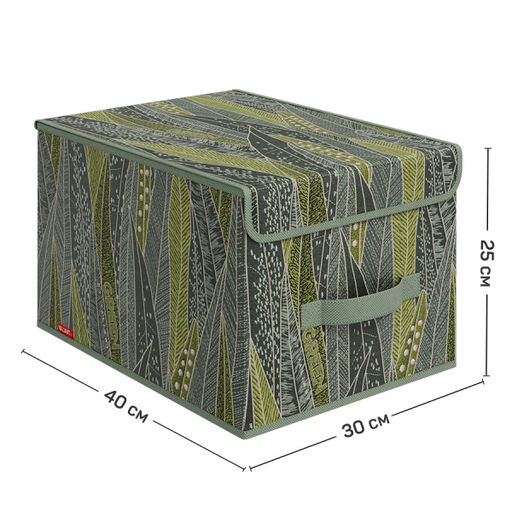 VAL GR-BOX-LM Короб стеллажный с крышкой, большой, 30*40*25 см, GREEN, шт
