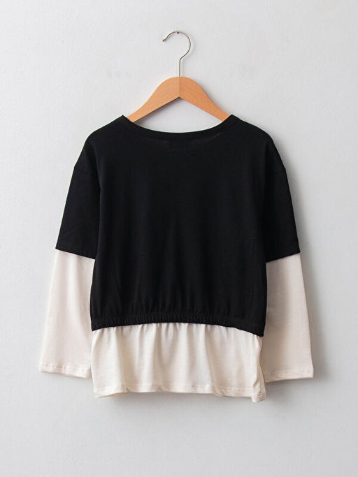 Bisiklet Yaka Bask?l? Uzun Kollu K?z ?ocuk Sweatshirt - Waikiki фото 2