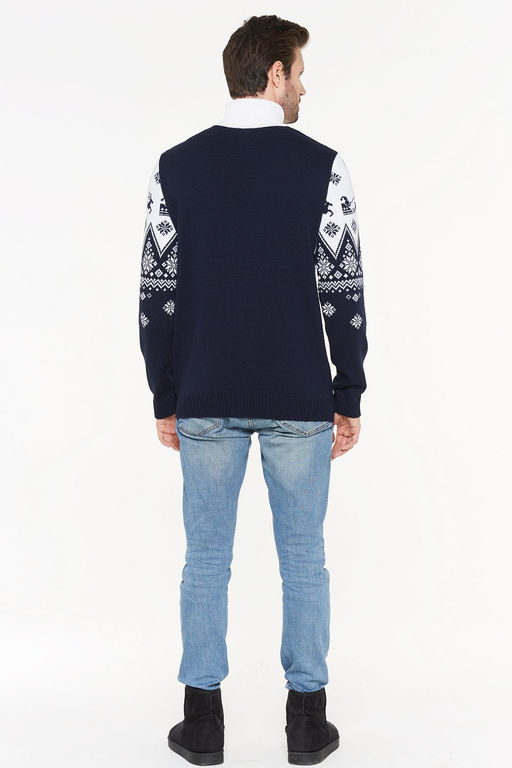 Свитер мужской 202-12202. 189/293 т.синий/белый