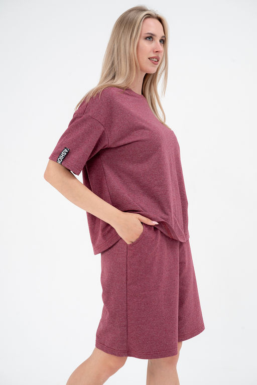 Костюм из футера унисекс бордо-меланж - Амадэль фото 34