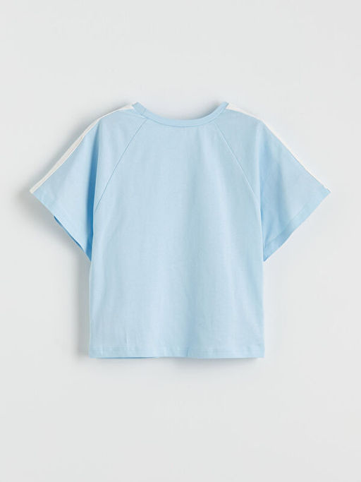 Bisiklet Yaka ?eritli Bol Fit K?z ?ocuk Ti??rt