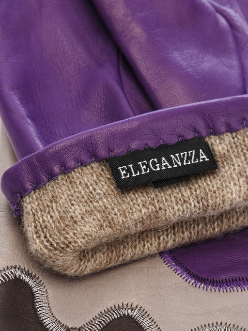 Перчатки женские ш+каш. IS01337 royal purple/l.taupe - Eleganzza фото 4