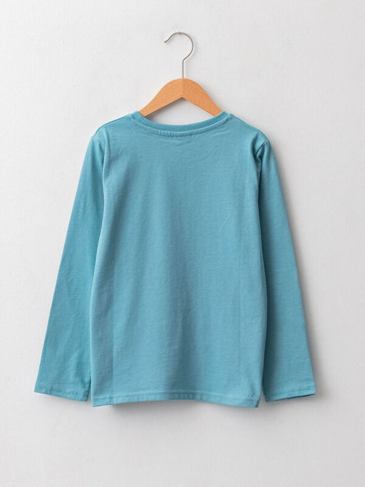 Bisiklet Yaka Yaz? Bask?l? Uzun Kollu Erkek ?ocuk Ti??rt - Waikiki фото 2