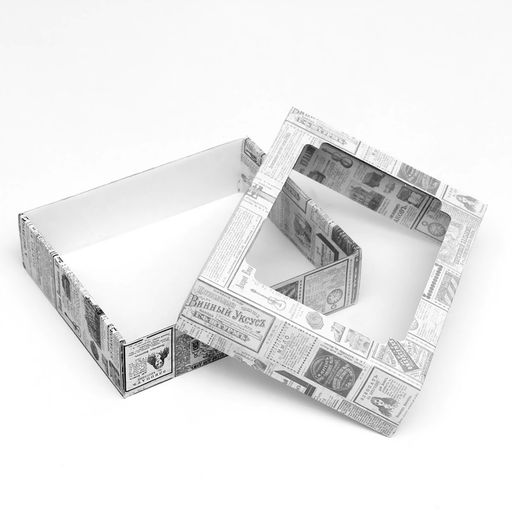 Цена за 5 шт. Коробка самосборная, крышка-дно, с окном, Газета 18 х 15 х 5 см - UPAK LAND фото 5