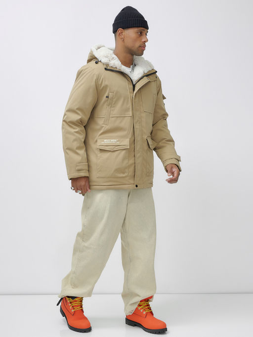Парка мужская зимняя удлиненная с мехом хаки цвета 8751G - Mtforce фото 4