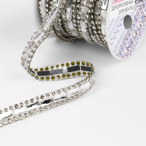 Стразы термоклеевые «Прямоугольник», 8 мм, 4.5±0.5 м, цвет серебряный