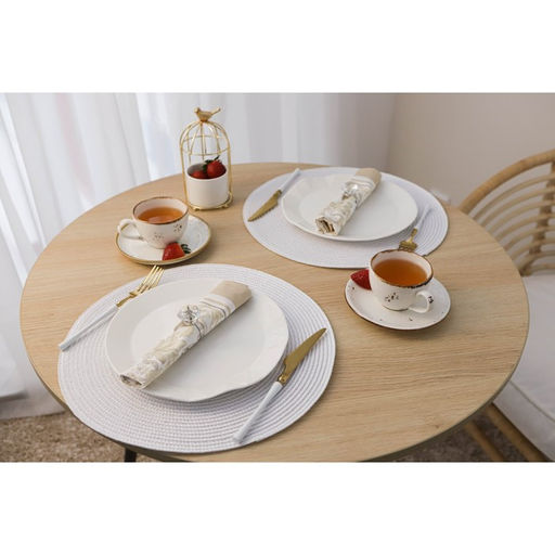 Набор салфеток сервировочных на стол Доляна Лофт, 4 шт, d=38 см, цвет белый  фото 4