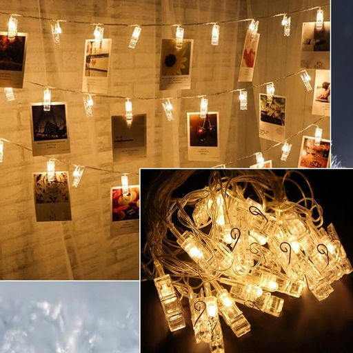 Гирлянда 20Led, 4м., Прищепки, прозрачный провод